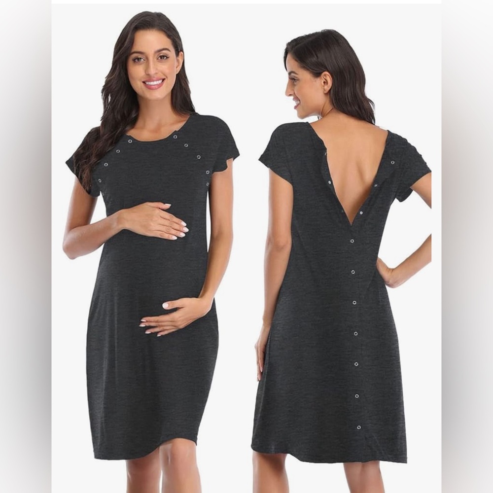 Kindred Bravely Charcoal Nursing & Maternity Nightgown